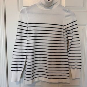 White and Black Striped Women's Sweater